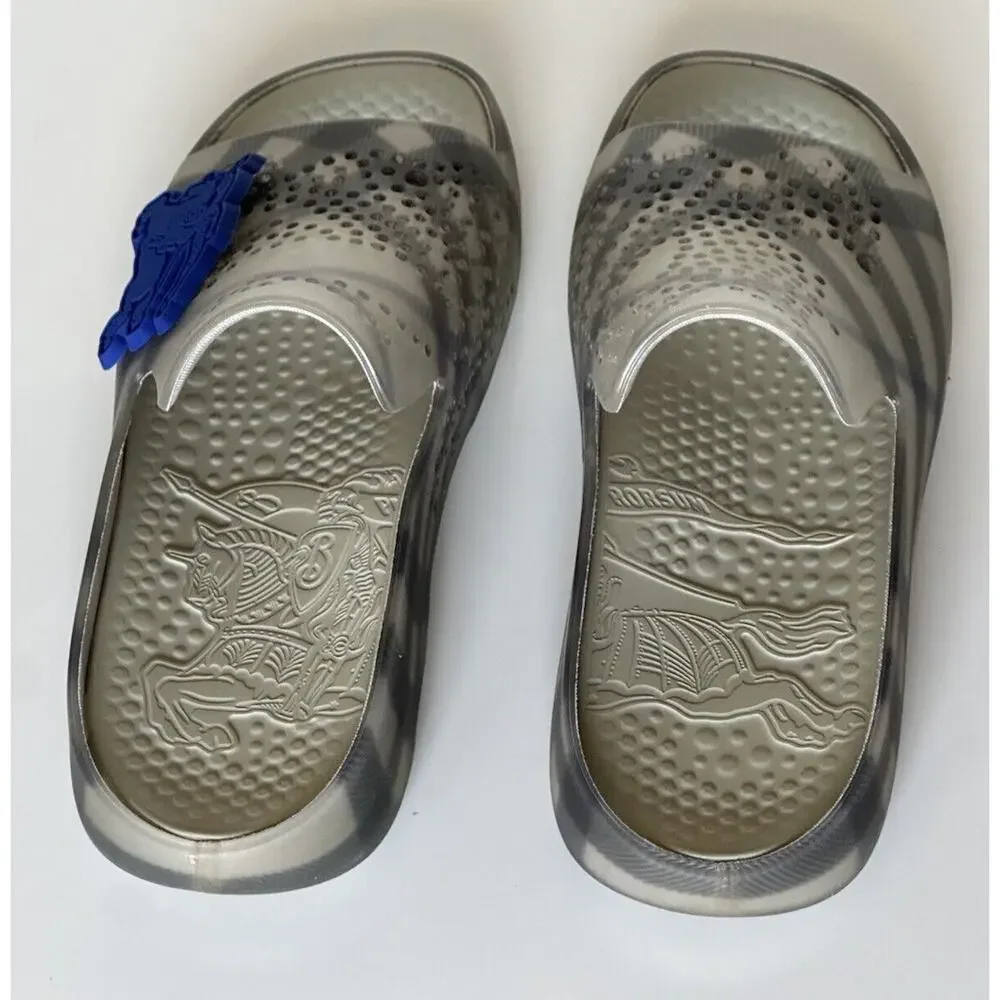 Burberry Mens Stingray Rubber Lichen IP Check Sandals 14 (47) 8088962 NIB $550